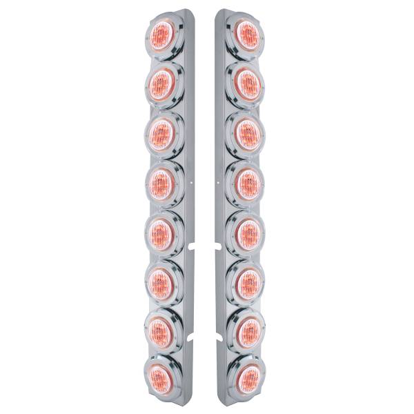 UNITED PACIFIC - UNITED PACIFIC - 37332 - SOPORTE DEL FILTRO DE AIRE TRASERO DE ACERO INOXIDABLE CON LUCES Y BISELES DE 16X 9 LED DE 2" PARA LED ROJO/LENTE TRANSPARENTE PETERBILT