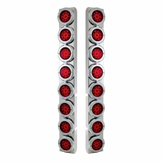 UNITED PACIFIC - UNITED PACIFIC - 37334 - SOPORTE DEL FILTRO DE AIRE TRASERO SS CON LUCES REFLECTORAS DE 16X 9 LED DE 2" Y BISELES PARA LED Y LENTES PETERBILT-ROJOS