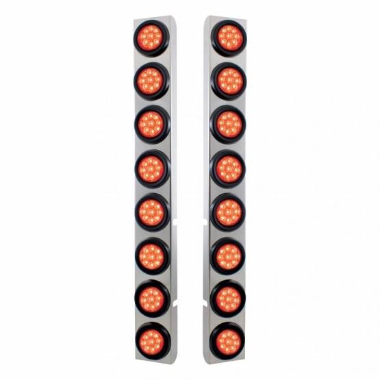 UNITED PACIFIC - UNITED PACIFIC - 37335 - SOPORTE DEL FILTRO DE AIRE TRASERO SS CON LUCES REFLECTORAS DE 16X 9 LED DE 2" PARA LED Y LENTES PETERBILT-ROJOS