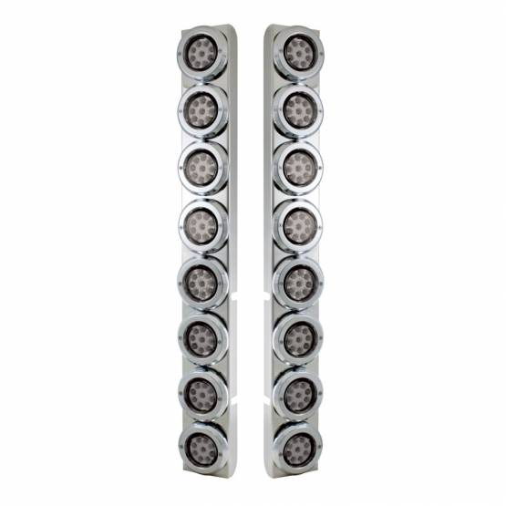 UNITED PACIFIC - UNITED PACIFIC - 37336 - SOPORTE DEL FILTRO DE AIRE TRASERO SS CON LUCES REFLECTORAS DE 16X 9 LED DE 2" Y BISELES PARA LED ROJO/LENTE TRANSPARENTE PETERBILT