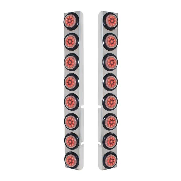 UNITED PACIFIC - UNITED PACIFIC - 37337 - SOPORTE DEL FILTRO DE AIRE TRASERO SS CON LUCES REFLECTORAS DE 16X 9 LED DE 2" PARA PETERBILT-LED ROJO/LENTE TRANSPARENTE