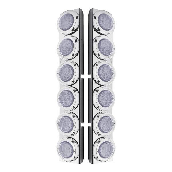 UNITED PACIFIC - UNITED PACIFIC - 37344 - SOPORTE DEL FILTRO DE AIRE TRASERO DE ACERO INOXIDABLE CON DOCE LUCES Y BISELES DE 9 LED DE 2" PARA PETERBILT - LED ROJO/LENTE TRANSPARENTE