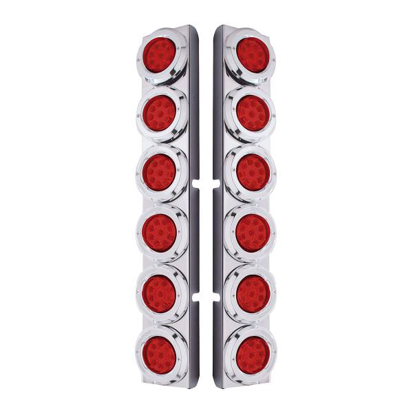 UNITED PACIFIC - UNITED PACIFIC - 37346 - SOPORTE DEL FILTRO DE AIRE TRASERO SS CON LUCES REFLECTORAS DE 12X 9 LED DE 2" Y BISELES PARA LED Y LENTES PETERBILT-ROJOS
