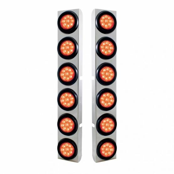UNITED PACIFIC - UNITED PACIFIC - 37347 - SOPORTE DEL FILTRO DE AIRE TRASERO SS CON LUCES REFLECTORAS DE 12X 9 LED DE 2" PARA LED Y LENTES PETERBILT-ROJOS