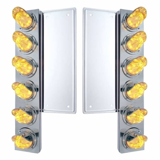 UNITED PACIFIC - UNITED PACIFIC - 37356 - SOPORTE DEL FILTRO DE AIRE DELANTERO FL SS CON 12X 11 LUCES Y VISORES DE SANDÍA LED - LED ÁMBAR / LENTE TRANSPARENTE