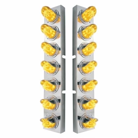 UNITED PACIFIC - UNITED PACIFIC - 37366 - SOPORTE DE FILTRO DE AIRE DELANTERO SS CON LUZ LED ÁMBAR DE 14X 11 Y BISEL DE VISERA PARA CAMIONES KW-LENTE ÁMBAR