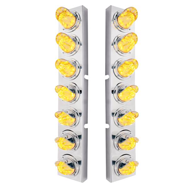 UNITED PACIFIC - UNITED PACIFIC - 37368 - SOPORTE DE FILTRO DE AIRE DELANTERO SS CON LUZ LED ÁMBAR DE 14X 11 Y BISEL DE VISERA PARA CAMIONES KW-LENTE CLARO