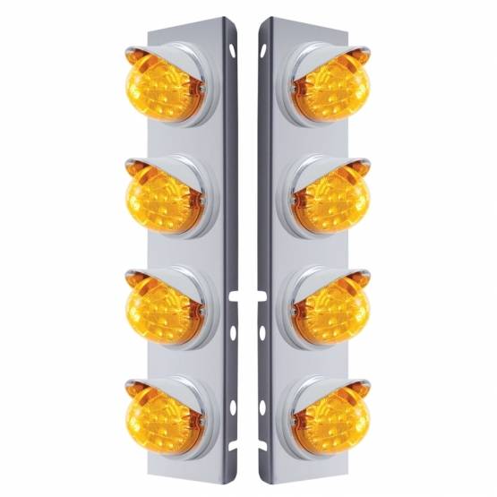 UNITED PACIFIC - UNITED PACIFIC - 37374 - SOPORTE DEL FILTRO DE AIRE DELANTERO DE ACERO INOXIDABLE CON LUCES REFLECTORAS DE 8X 17 LED Y VISORES PARA LED Y LENTES PETERBILT-AMBER