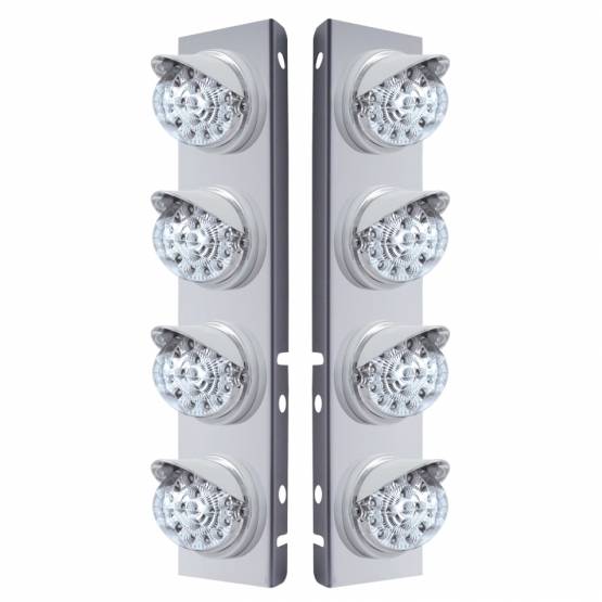 UNITED PACIFIC - UNITED PACIFIC - 37375 - SOPORTE DEL FILTRO DE AIRE DELANTERO DE ACERO INOXIDABLE CON LUCES REFLECTORAS DE 8X 17 LED Y VISORES PARA LENTES LED/CLARAS PETERBILT-AMBER