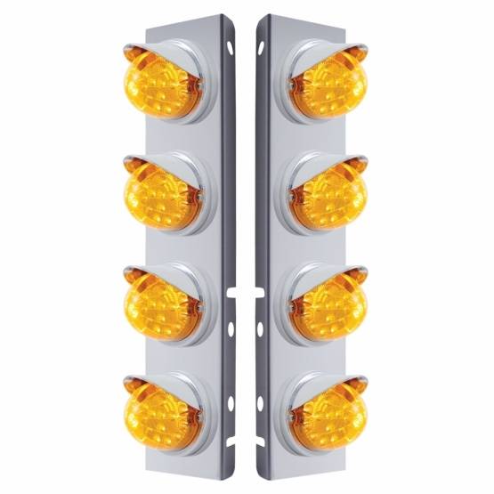 UNITED PACIFIC - UNITED PACIFIC - 37376 - SOPORTE DEL FILTRO DE AIRE DELANTERO DE ACERO INOXIDABLE CON LUCES REFLECTORAS DE DOBLE FUNCIÓN LED ÁMBAR DE 8X 17 Y VISORES PARA LENTES PETERBILT-ÁMBAR