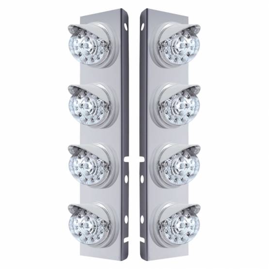 UNITED PACIFIC - UNITED PACIFIC - 37377 - SOPORTE DEL FILTRO DE AIRE DELANTERO DE ACERO INOXIDABLE CON LUCES REFLECTORAS DE DOBLE FUNCIÓN LED ÁMBAR DE 8X 17 Y VISORES PARA LENTES PETERBILT-CLEAR