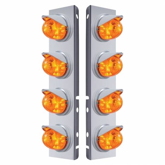 UNITED PACIFIC - UNITED PACIFIC - 37378 - SOPORTE DEL FILTRO DE AIRE DELANTERO DE ACERO INOXIDABLE CON 8X 17 LUCES LED DE SANDÍA Y VISORES PARA LED Y LENTES PETERBILT-AMBER