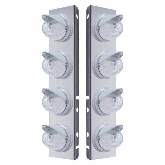 UNITED PACIFIC - UNITED PACIFIC - 37379 - SOPORTE DEL FILTRO DE AIRE FRONTAL DE ACERO INOXIDABLE CON 8X 17 LUCES LED DE SANDÍA Y VISORES PARA LENTES LED/CLARAS PETERBILT-AMBER