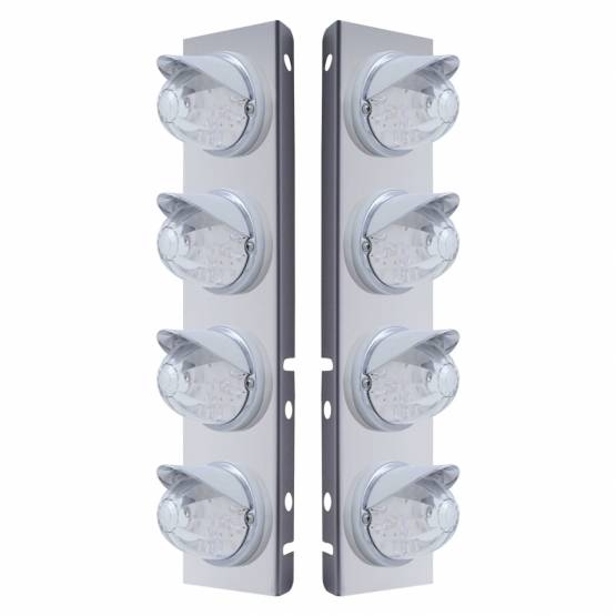 UNITED PACIFIC - UNITED PACIFIC - 37381 - SOPORTE DEL FILTRO DE AIRE DELANTERO DE ACERO INOXIDABLE CON 8X 17 LED ÁMBAR DE DOBLE FUNCIÓN. LUCES Y VISORES DE SANDÍA PARA LENTES PETERBILT-CLEAR