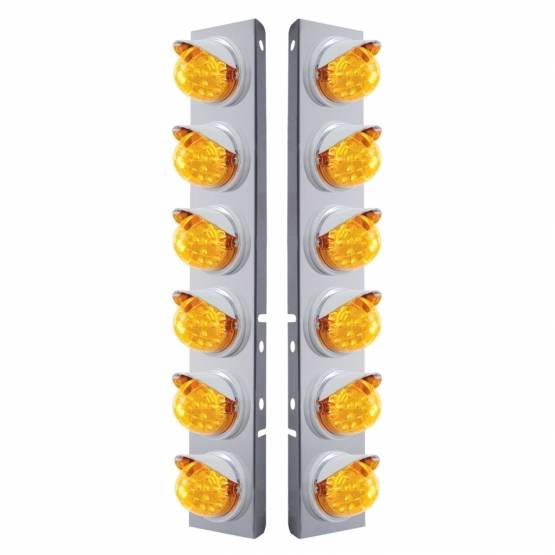 UNITED PACIFIC - UNITED PACIFIC - 37386 - SOPORTE DEL FILTRO DE AIRE DELANTERO DE ACERO INOXIDABLE CON LUCES REFLECTORAS DE 12X 17 LED Y VISORES PARA LED Y LENTES PETERBILT-AMBER
