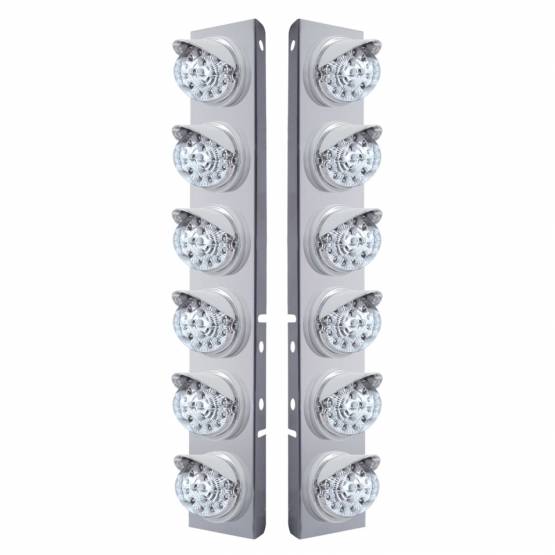 UNITED PACIFIC - UNITED PACIFIC - 37387 - SOPORTE DEL FILTRO DE AIRE DELANTERO DE ACERO INOXIDABLE CON LUCES REFLECTORAS DE 12X 17 LED Y VISORES PARA LENTES LED/CLARAS PETERBILT-AMBER
