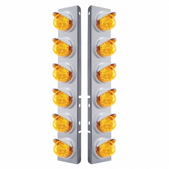 UNITED PACIFIC - UNITED PACIFIC - 37388 - SOPORTE DEL FILTRO DE AIRE DELANTERO SS CON LUCES REFLECTORAS DE DOBLE FUNCIÓN LED ÁMBAR 12X 17 Y VISORES PARA LENTES PETERBILT - ÁMBAR