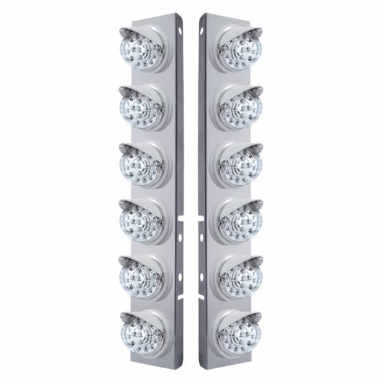 UNITED PACIFIC - UNITED PACIFIC - 37389 - SOPORTE DEL FILTRO DE AIRE DELANTERO DE ACERO INOXIDABLE CON LUCES REFLECTORAS DE DOBLE FUNCIÓN LED ÁMBAR DE 12X 17 Y VISORES PARA LENTES PETERBILT-CLEAR