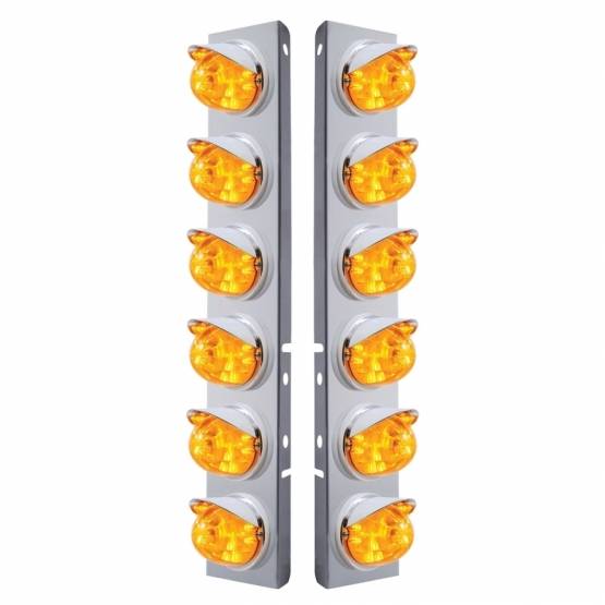 UNITED PACIFIC - UNITED PACIFIC - 37390 - SOPORTE DEL FILTRO DE AIRE DELANTERO SS CON LUCES Y VISORES DE SANDÍA DE 12X 17 LED PARA LED Y LENTES PETERBILT-AMBER
