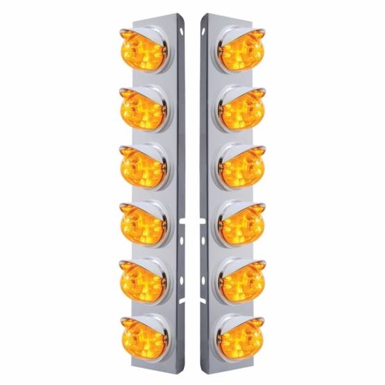 UNITED PACIFIC - UNITED PACIFIC - 37392 - SOPORTE DE FILTRO DE AIRE FRONTAL SS CON LUCES Y VISORES DE SANDÍA DE DOBLE FUNCIÓN LED ÁMBAR 12X 17 PARA LENTES PETERBILT-ÁMBAR