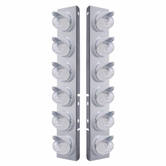 UNITED PACIFIC - UNITED PACIFIC - 37393 - SOPORTE DE FILTRO DE AIRE FRONTAL DE ACERO INOXIDABLE CON LUCES Y VISORES DE SANDÍA DE DOBLE FUNCIÓN LED ÁMBAR DE 12X 17 PARA LENTES PETERBILT-CLEAR