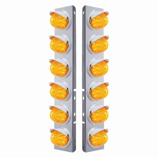 UNITED PACIFIC - UNITED PACIFIC - 37396 - SOPORTE DEL FILTRO DE AIRE DELANTERO SS CON LUCES DE COLMENA DE 12X 17 LED Y VISORES PARA LED Y LENTES PETERBILT-AMBER