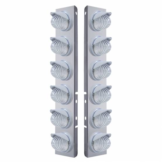 UNITED PACIFIC - UNITED PACIFIC - 37397 - SOPORTE DEL FILTRO DE AIRE DELANTERO SS CON LUCES DE COLMENA DE 12X 17 LED Y VISORES PARA LENTES LED/CLARAS PETERBILT-AMBER