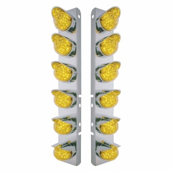 UNITED PACIFIC - UNITED PACIFIC - 37462 - SOPORTE DEL FILTRO DE AIRE DELANTERO DE ACERO INOXIDABLE CON 12X 19 LUCES LED ESTILO BALA Y VISORES PARA LED Y LENTES PETERBILT-AMBER