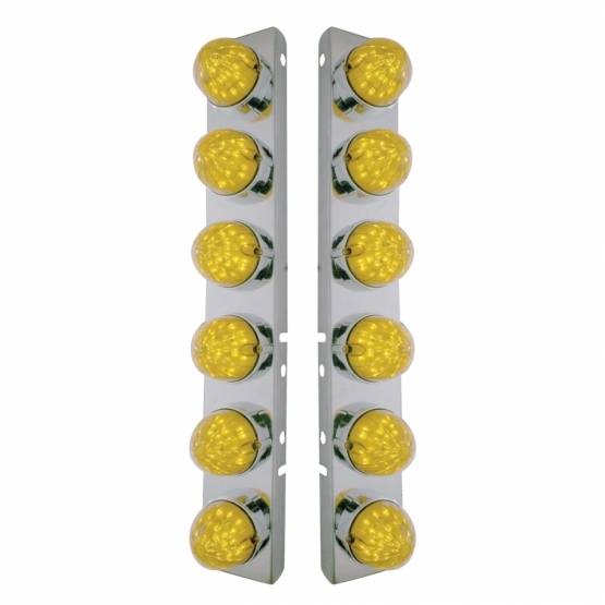 UNITED PACIFIC - UNITED PACIFIC - 37464 - SOPORTE DEL FILTRO DE AIRE FRONTAL DE ACERO INOXIDABLE CON LUCES ESTILO BALA DE 12X 19 LED Y BISELES PARA LED Y LENTES PETERBILT-AMBER