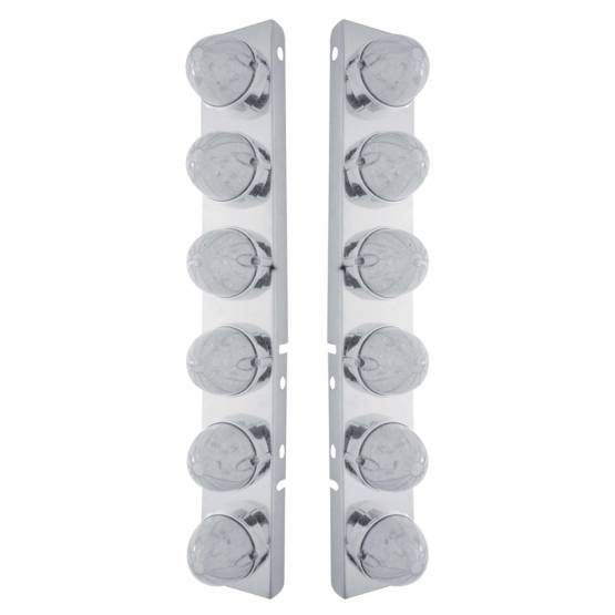 UNITED PACIFIC - UNITED PACIFIC - 37465 - SOPORTE DEL FILTRO DE AIRE FRONTAL DE ACERO INOXIDABLE CON LUCES ESTILO BALA DE 12X 19 LED Y BISELES PARA LENTES LED/CLARAS PETERBILT-AMBER