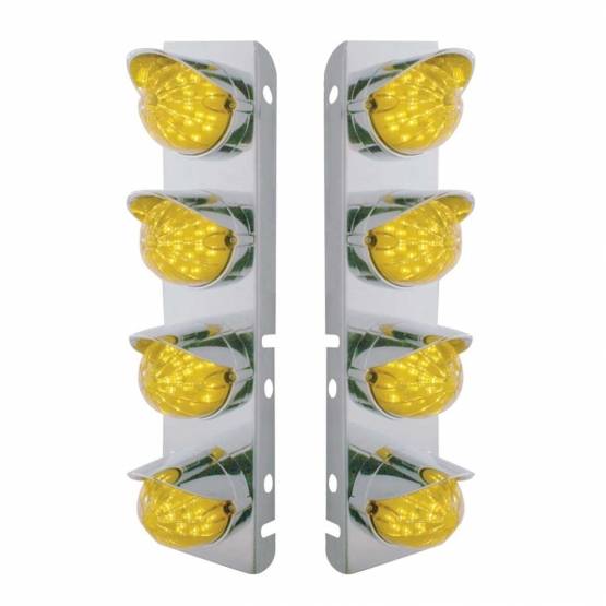 UNITED PACIFIC - UNITED PACIFIC - 37466 - SOPORTE DEL FILTRO DE AIRE DELANTERO DE ACERO INOXIDABLE CON 8X 19 LUCES LED ESTILO BALA Y VISORES PARA LED Y LENTES PETERBILT-AMBER