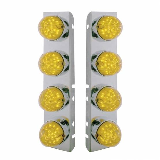 UNITED PACIFIC - UNITED PACIFIC - 37468 - SOPORTE DEL FILTRO DE AIRE FRONTAL DE ACERO INOXIDABLE CON LUCES ESTILO BALA DE 8X 19 LED Y BISELES PARA LED Y LENTES PETERBILT-AMBER