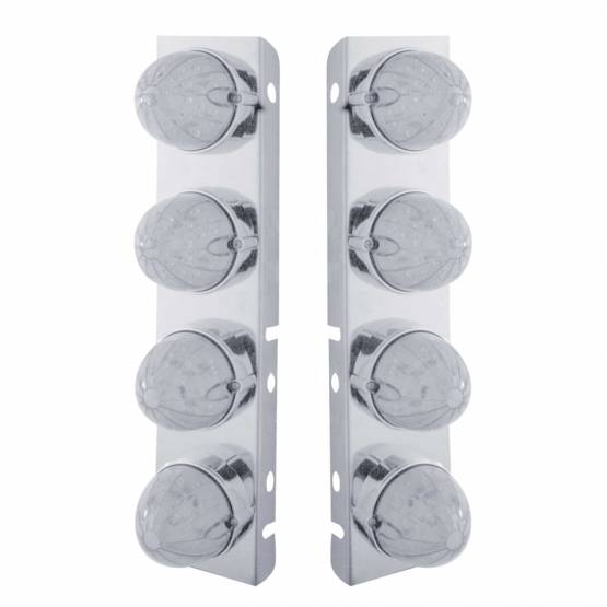UNITED PACIFIC - UNITED PACIFIC - 37469 - SOPORTE DEL FILTRO DE AIRE FRONTAL DE ACERO INOXIDABLE CON LUCES ESTILO BALA DE 8X 19 LED Y BISELES PARA LENTES LED/CLARAS PETERBILT-AMBER