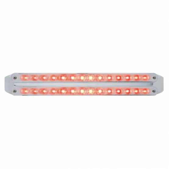 UNITED PACIFIC - UNITED PACIFIC - 37676 - BARRAS DE LUCES DOBLES DE 14 LED DE 12" (PARADA, GIRO Y TRASERA) - LED ROJO/LENTE CROMADA