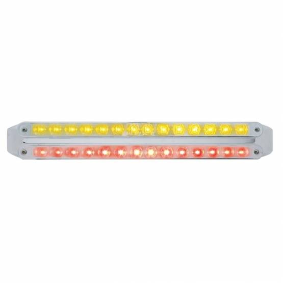 UNITED PACIFIC - UNITED PACIFIC - 37677 - BARRAS DE LUCES DOBLES DE 14 LED DE 12" - LED ÁMBAR Y ROJO/LENTE CROMADA