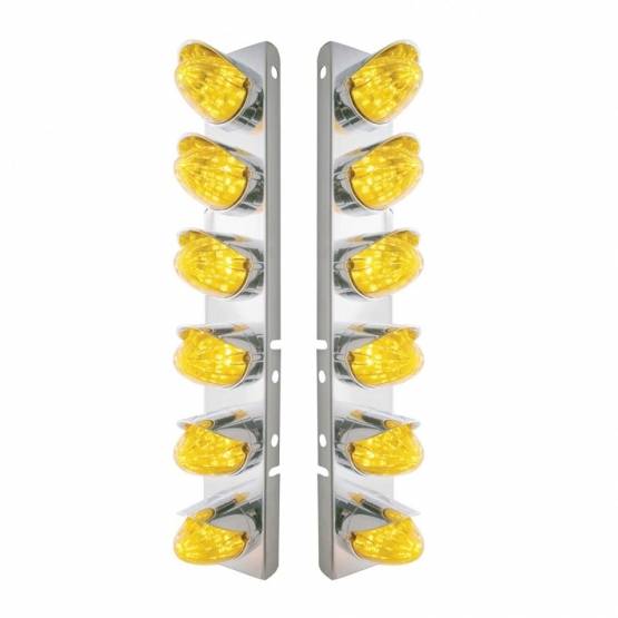 UNITED PACIFIC - UNITED PACIFIC - 37699 - SOPORTE DEL FILTRO DE AIRE DELANTERO DE ACERO INOXIDABLE CON 12X 19 LUCES LED DE SANDÍA Y VISORES PARA LED Y LENTES PETERBILT-AMBER