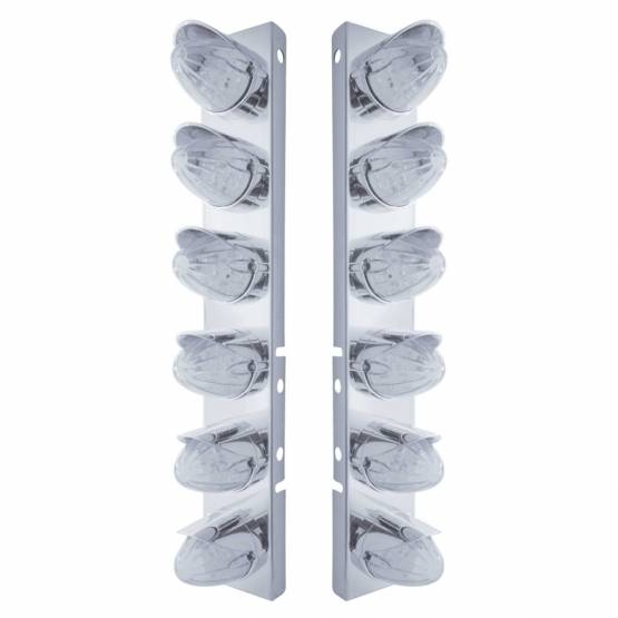 UNITED PACIFIC - UNITED PACIFIC - 37700 - SOPORTE DEL FILTRO DE AIRE FRONTAL DE ACERO INOXIDABLE CON 12X 19 LUCES LED DE SANDÍA Y VISORES PARA LENTES LED/CLARAS PETERBILT-AMBER