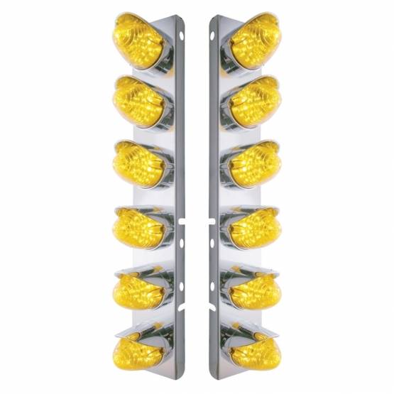 UNITED PACIFIC - UNITED PACIFIC - 37701 - SOPORTE DEL FILTRO DE AIRE DELANTERO DE ACERO INOXIDABLE CON LUCES DE COLMENA DE 12X 19 LED Y VISORES PARA LED Y LENTES PETERBILT-AMBER