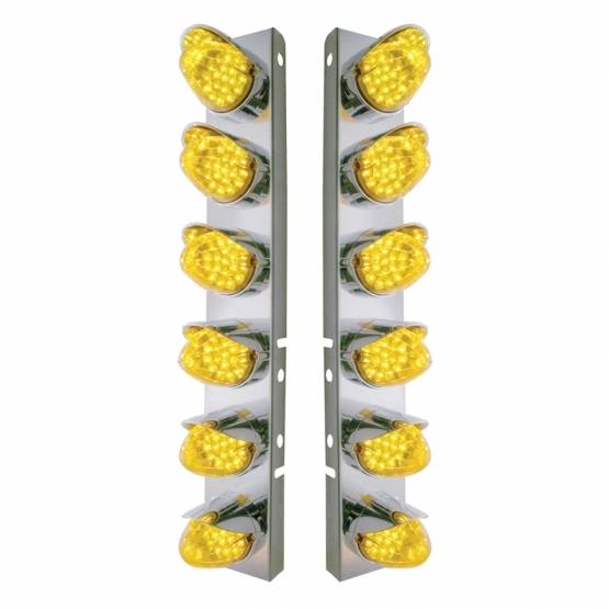 UNITED PACIFIC - UNITED PACIFIC - 37703 - SOPORTE DEL FILTRO DE AIRE DELANTERO DE ACERO INOXIDABLE CON LUCES REFLECTORAS DE 12X 19 LED Y VISORES PARA LED Y LENTES PETERBILT-AMBER