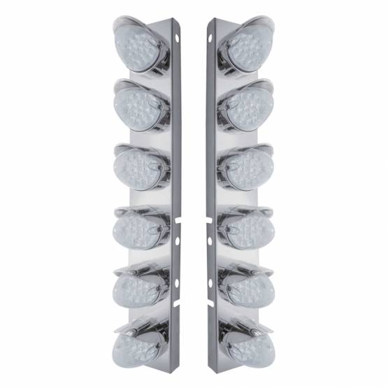 UNITED PACIFIC - UNITED PACIFIC - 37704 - SOPORTE DEL FILTRO DE AIRE DELANTERO DE ACERO INOXIDABLE CON LUCES REFLECTORAS DE 12X 19 LED Y VISORES PARA LENTES LED/CLARAS PETERBILT-AMBER