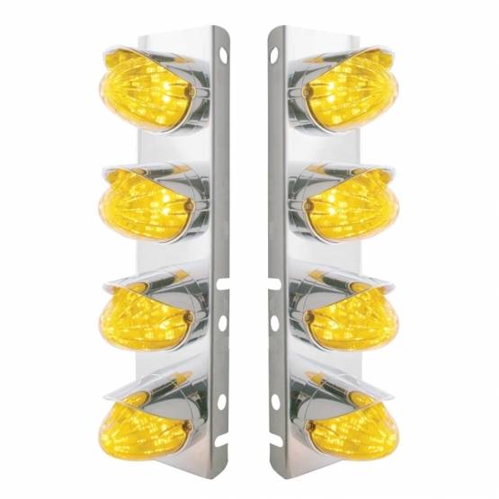 UNITED PACIFIC - UNITED PACIFIC - 37705 - SOPORTE DEL FILTRO DE AIRE DELANTERO DE ACERO INOXIDABLE CON 8X 19 LUCES LED DE SANDÍA Y VISORES PARA LED Y LENTES PETERBILT-AMBER