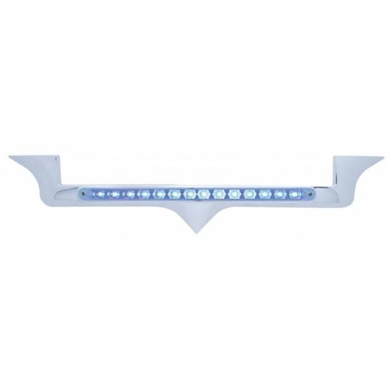 UNITED PACIFIC - UNITED PACIFIC - 37822 - EMBLEMA DE CAPÓ CROMADO CON BARRA DE LUCES DE 14 LED PARA KENWORTH - LED AZUL/LENTE TRANSPARENTE
