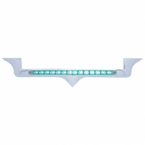 UNITED PACIFIC - UNITED PACIFIC - 37823 - EMBLEMA DE CAPÓ CROMADO CON BARRA DE LUCES DE 14 LED PARA KENWORTH - LED VERDE/LENTE TRANSPARENTE