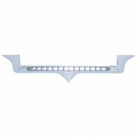 UNITED PACIFIC - UNITED PACIFIC - 37824 - EMBLEMA DE CAPÓ CROMADO CON BARRA DE LUCES DE 14 LED PARA KENWORTH - LED BLANCO/LEENTE TRANSPARENTE
