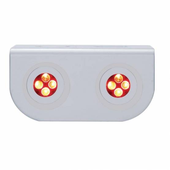 UNITED PACIFIC - UNITED PACIFIC - 37863 - SOPORTE DE LUZ INOXIDABLE CON 2X 4 LUCES DE FIJACIÓN LED - LED ROJO/LENTE TRANSPARENTE