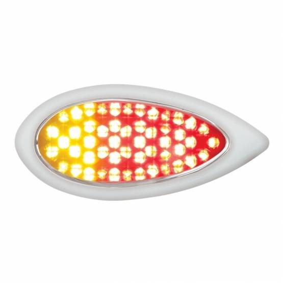 UNITED PACIFIC - UNITED PACIFIC - 37964 - LUZ AUXILIAR/UTILIZARIA DUO "LÁGRIMA" DE 51 LED CON BISEL - ROJO + LED ÁMBAR/LENTE TRANSPARENTE