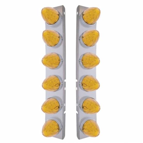 UNITED PACIFIC - UNITED PACIFIC - 37984 - SOPORTE DEL FILTRO DE AIRE FRONTAL DE ACERO INOXIDABLE CON 12X 19 LUCES LED DE SANDÍA Y BISELES PARA LED Y LENTES PETERBILT-AMBER