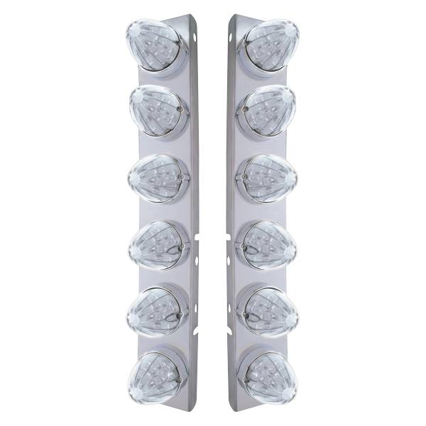 UNITED PACIFIC - UNITED PACIFIC - 37985 - SOPORTE DEL FILTRO DE AIRE FRONTAL DE ACERO INOXIDABLE CON 12X 19 LUCES LED DE SANDÍA Y BISELES PARA LENTES LED/CLARAS PETERBILT-AMBER