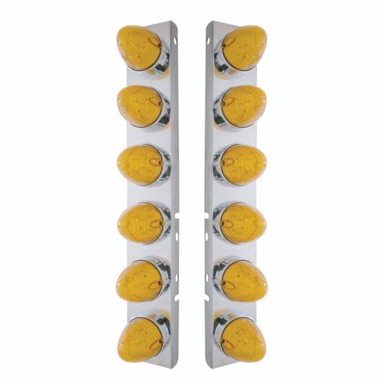 UNITED PACIFIC - UNITED PACIFIC - 37986 - SOPORTE DEL FILTRO DE AIRE FRONTAL DE ACERO INOXIDABLE CON LUCES DE COLMENA DE 12X 19 LED Y BISELES PARA LED Y LENTES PETERBILT-AMBER