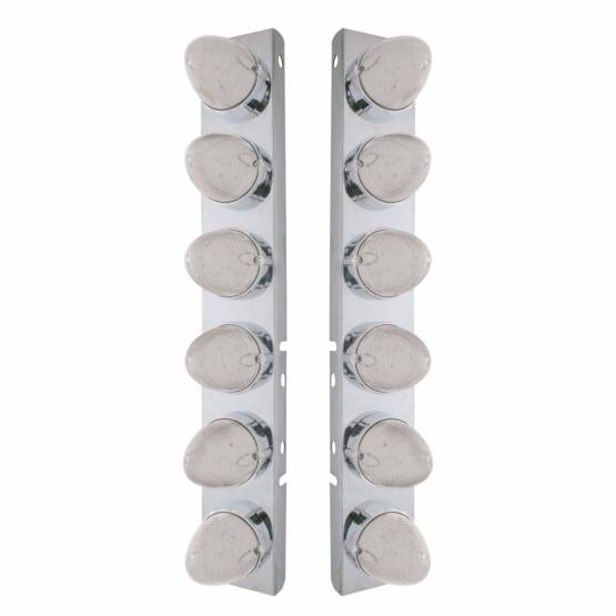 UNITED PACIFIC - UNITED PACIFIC - 37987 - SOPORTE DEL FILTRO DE AIRE FRONTAL DE ACERO INOXIDABLE CON LUCES DE COLMENA DE 12X 19 LED Y BISELES PARA LENTES LED/CLARAS PETERBILT-AMBER